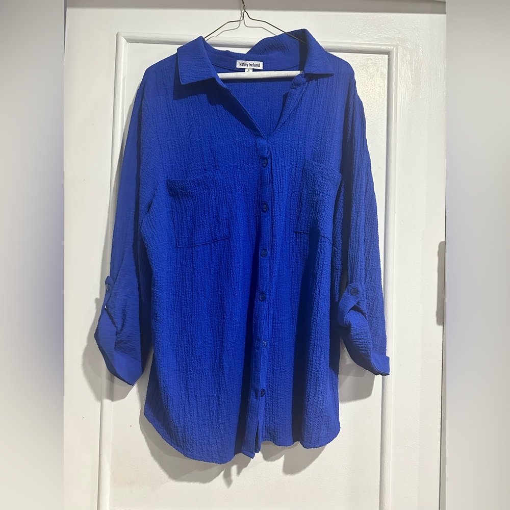 Vibrant Blue Button-Up Shirt